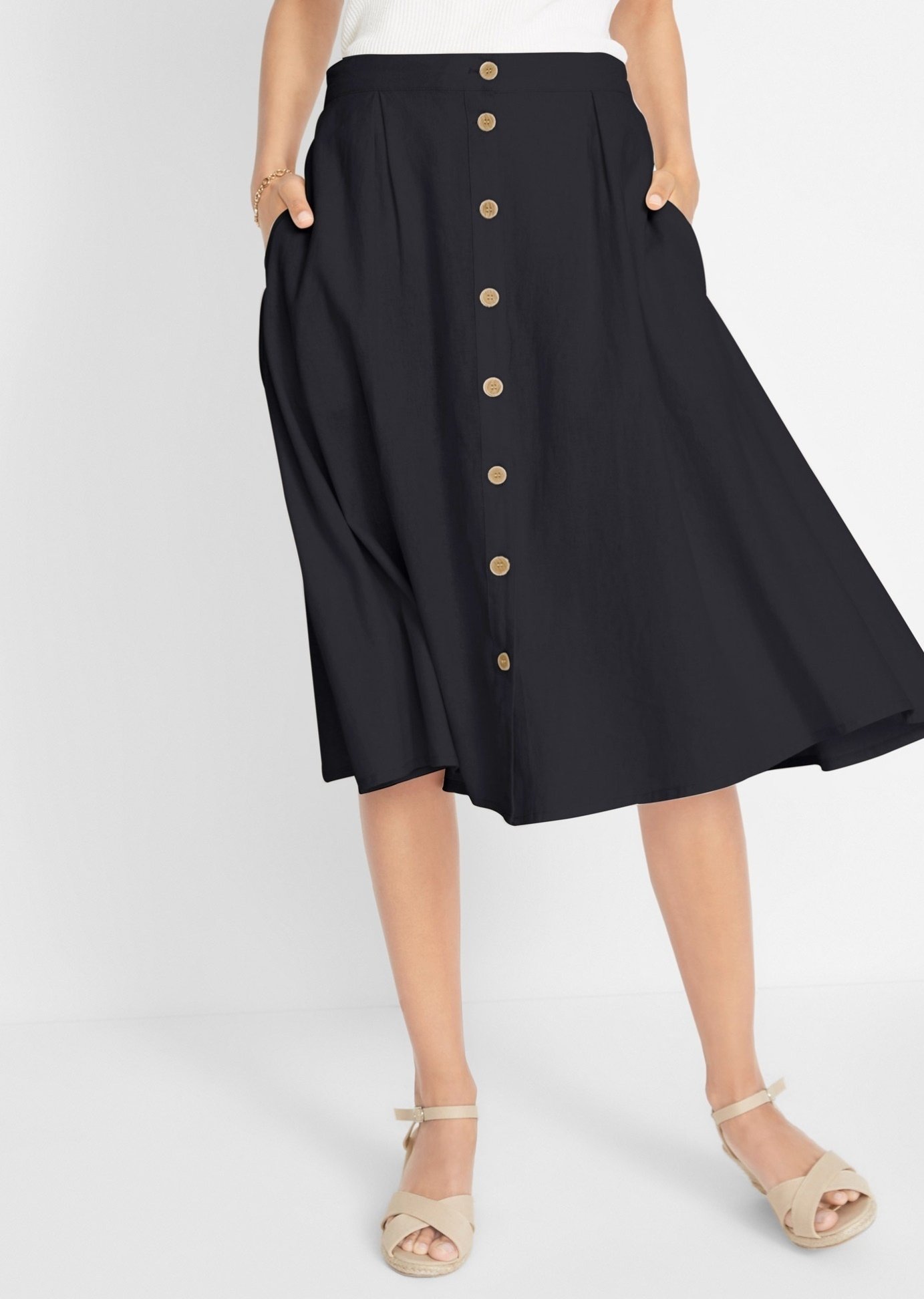 Jupe Longue Noire CANDA Taille 46 - Coupe Classique, Longueur Genou