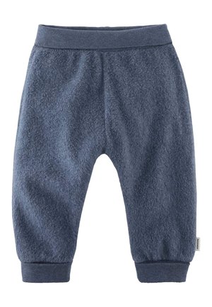Weiche, blaue Fleece-Babykleidung mit elastischem Bund und Bündchen, entworfen für Wärme und Komfort.