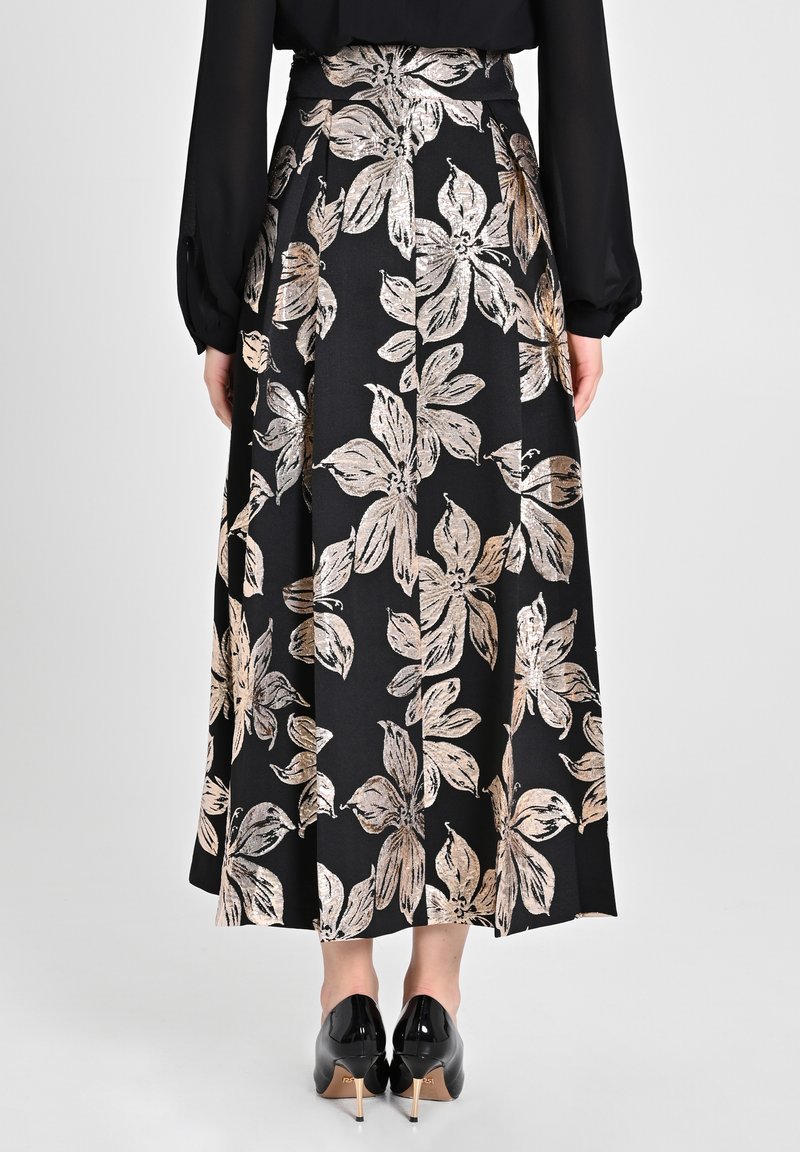 Abito Camicia Lungo FIND Floral Shirt Maxi | Nero Con Stampa Floreale, Taglia Large (14), Chiusura Con Bottoni E Spacco