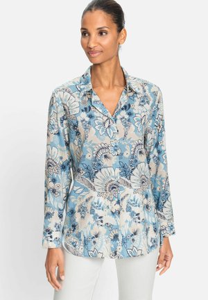 MIT ALLOVER-PRINT - Button-down blouse - hellblau