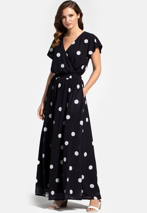 Maxi dress - white polka dots on black