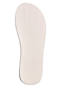 Weiße Schuhsohle mit gummierter Texturoberfläche, ausgestattet mit einem Fischgrätenmuster für guten Halt, runder Zehenbereich und glatten Kanten.