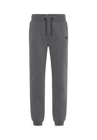 Grå joggebukser med elastisk midje, justerbar snøring og avsmalnende mansjetter. Har en liten logo på venstre lår.
