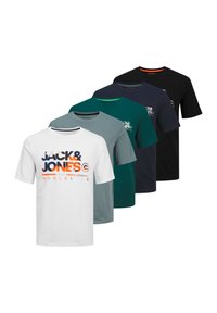 LUKE SS CREW NECK 5PK - T-shirt imprimé - goblin blue pack white black deepteal navyblazer
