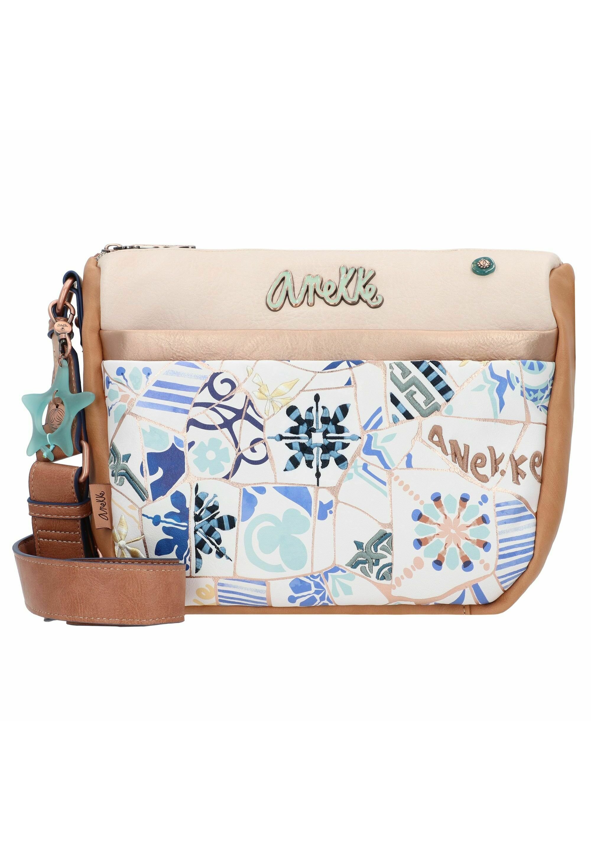 Sac à Main Femme ANEKKE Anse En Bois - Modèle Sunrise - Bleu Et Blanc - Écologique