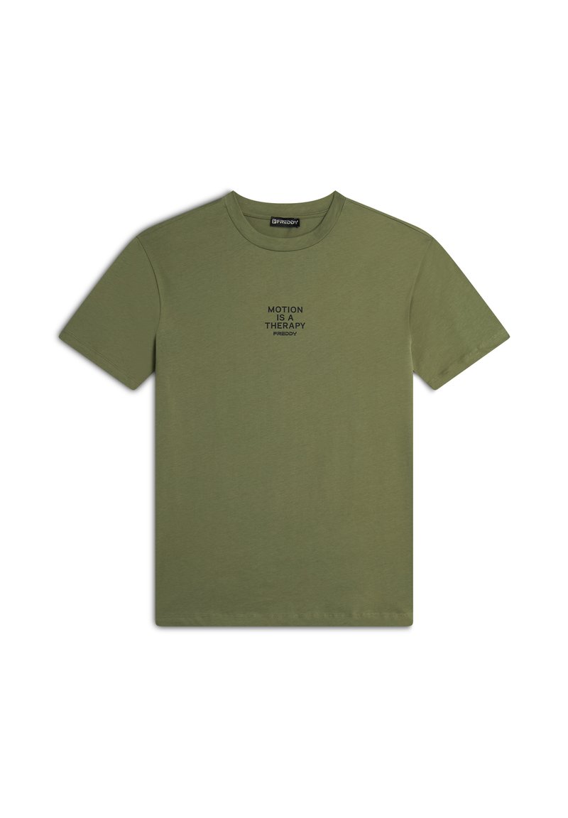 Freddy OVERSIZE CON SCRITTA  - Camiseta estampada - oil green