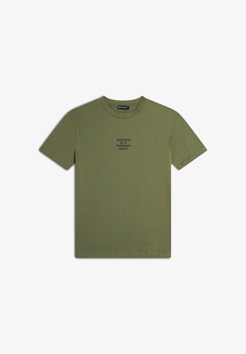 Freddy OVERSIZE CON SCRITTA - Camiseta estampada - oil green