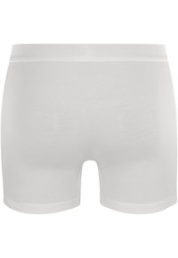 Hvide bomulds boxershorts med en glat, blød tekstur. Har et ensfarvet design og en komfortabel elastisk talje.