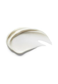 Kremet hvid fugtighedscreme med en glat, silkeagtig tekstur, vist som en tyk spiral og en tynd, langstrakt strøg.