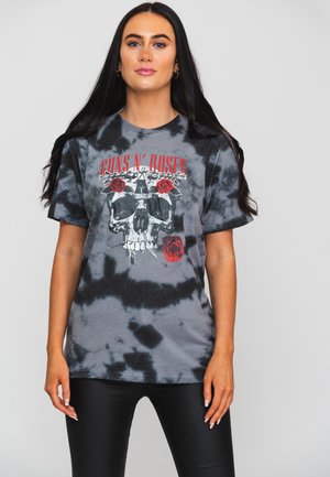 Paradiso Clothing ROSES FLOWER SKULL DIP DYE - Print T-shirt - black