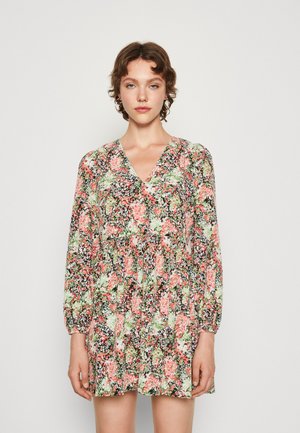 Pieces PCMOLLY V-NECK SHORT DRESS - Φόρεμα ημέρας - black/ditsy