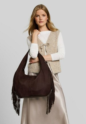 TOM TAILOR DENIM, TOM TAILOR DENIM BAGS TTDEYANIRA BEUTELTASCHE MIT FRANSEN - Handtasche - dark brown