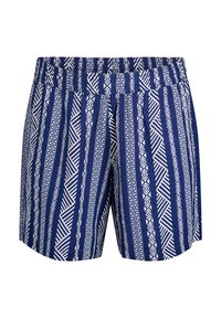 Pantalones cortos azul marino con patrones geométricos blancos, que cuentan con una cinturilla elástica y un corte relajado. Hechos de un tejido ligero.