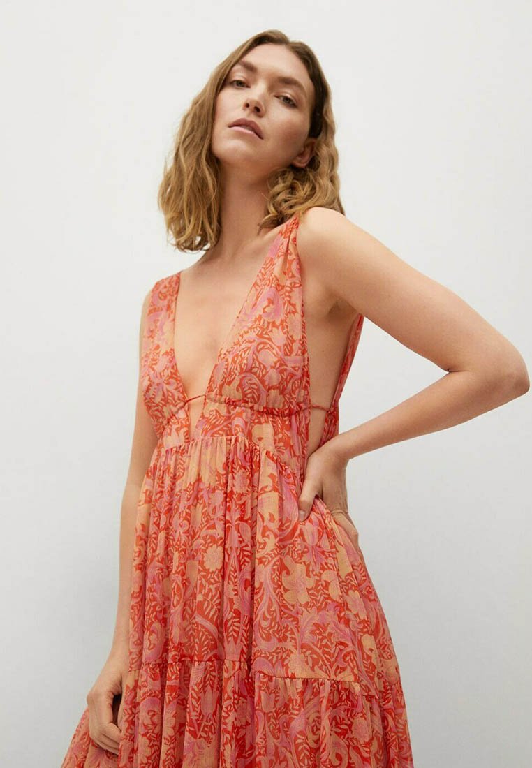 Mango Vestito lungo - orange/arancione - Zalando