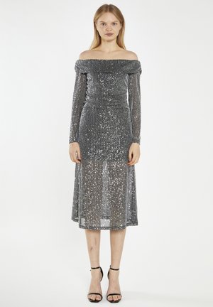 BARDOT MIDI - Cocktailjurk - black mesh sequin