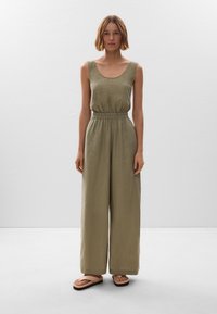 OYSHO LINEN STRAPPY LONG - Overall / Jumpsuit - mottled green