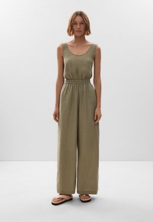 OYSHO LINEN STRAPPY LONG - Jumpsuit - mottled green