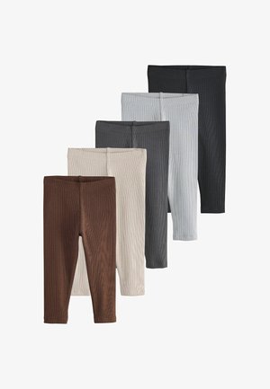 Next, REGULAR FIT - RIBBED LEGGINGS 5 PACK - Leggingsit - brown grey