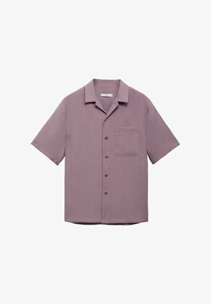 Lyhythihainen, nappikauluspaita mauven värisestä kankaasta. Ominaisuuksiin kuuluvat rintatasku, rento kaulus ja viisi nappia edessä.