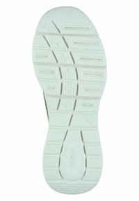 Semelle de chaussure en caoutchouc blanc avec un motif texturé, présentant des rainures et des accents horizontaux et verticaux pour l'adhérence. Taille marquée comme 41.