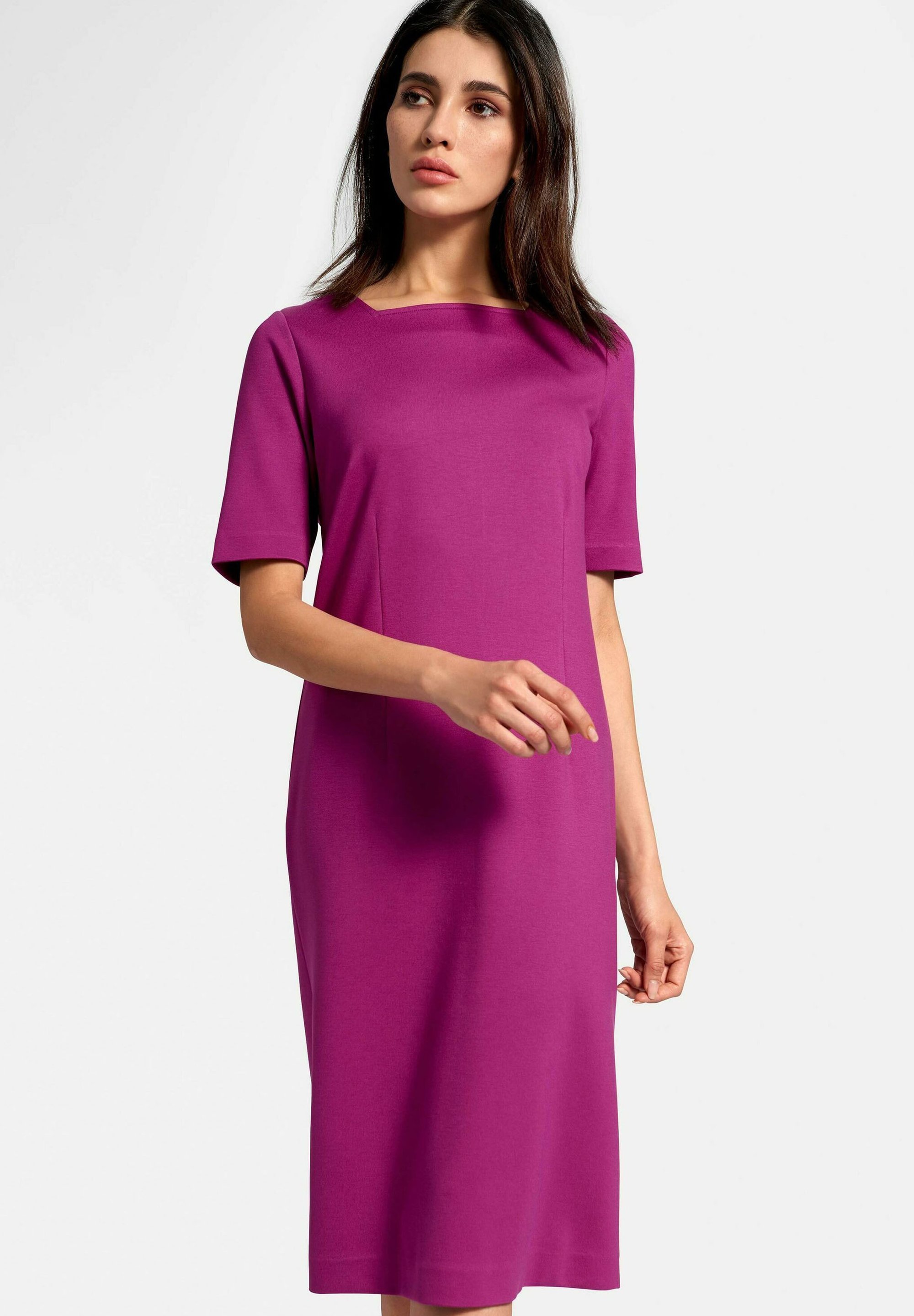 Peter Hahn Jersey Kleid Karree Ausschnitt Dress Magenta Pink Zalando De 