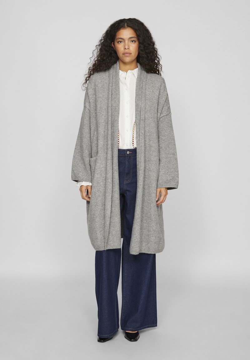 VILA VIBLAZA LONG CARDIGAN - Casaco de malha - light grey