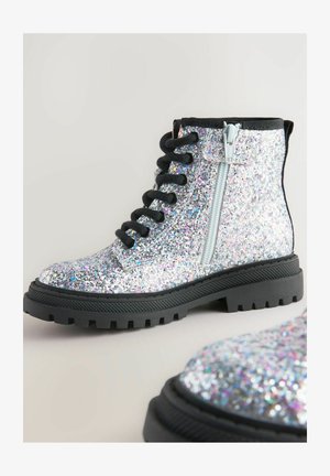 Next, WIDE FIT LACE UP BOOTS - Lace-up ankle boots - silver glitter