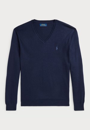 Polo Ralph Lauren SLIM FIT WASHABLE WOOL V-NECK JUMPER - Jersey de punto - navy
