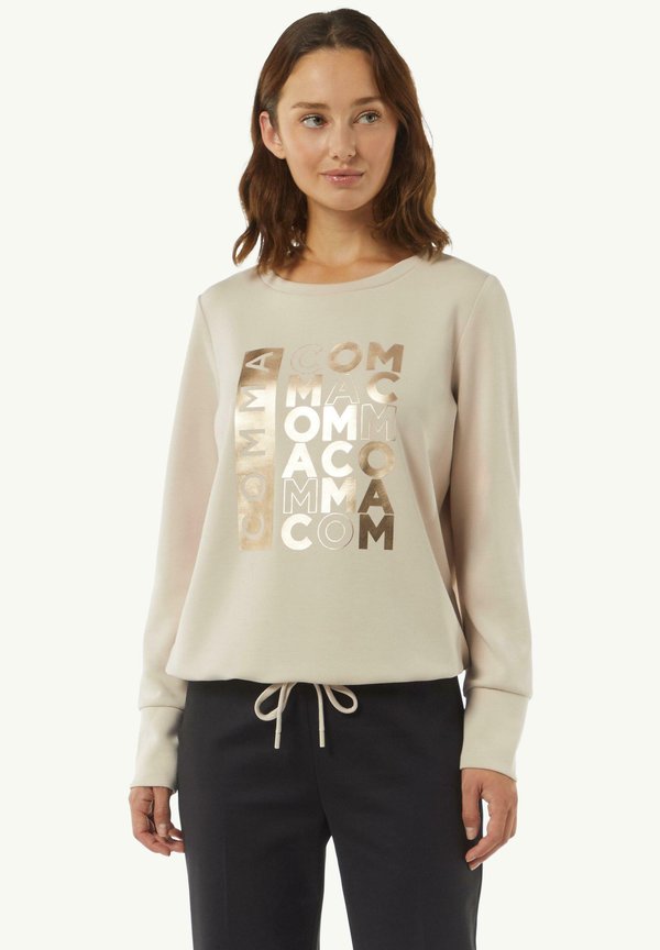 MIT TUNNELZUG IM SAUM - Sweatshirt - helles beige