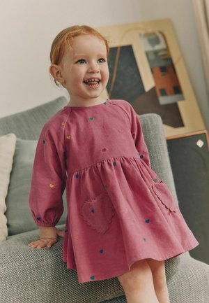 Next, REGULAR FIT - LONG SLEEVE CORD DRESS - Vestito casual - magenta pink