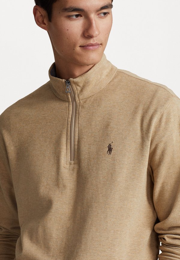 LUXURY JERSEY QUARTER ZIP PULLOVER - Sweatshirt - café tan heather3