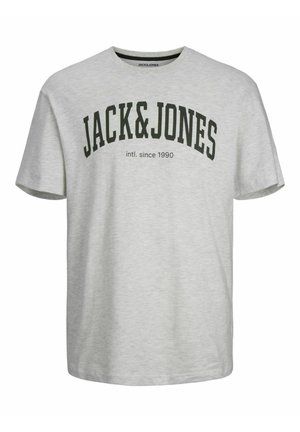 JJEJOSH CREW NECK - Camiseta estampada - white melange