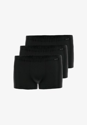 Czarne bokserki w zestawie trzech sztuk, z poziomym wzorem w paski, elastycznym pasem i dopasowanym krojem.