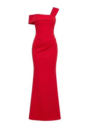 Goddiva, OFF THE SHOULDER PLEATED WAIST MAXI DRESS - Robe de cocktail - red