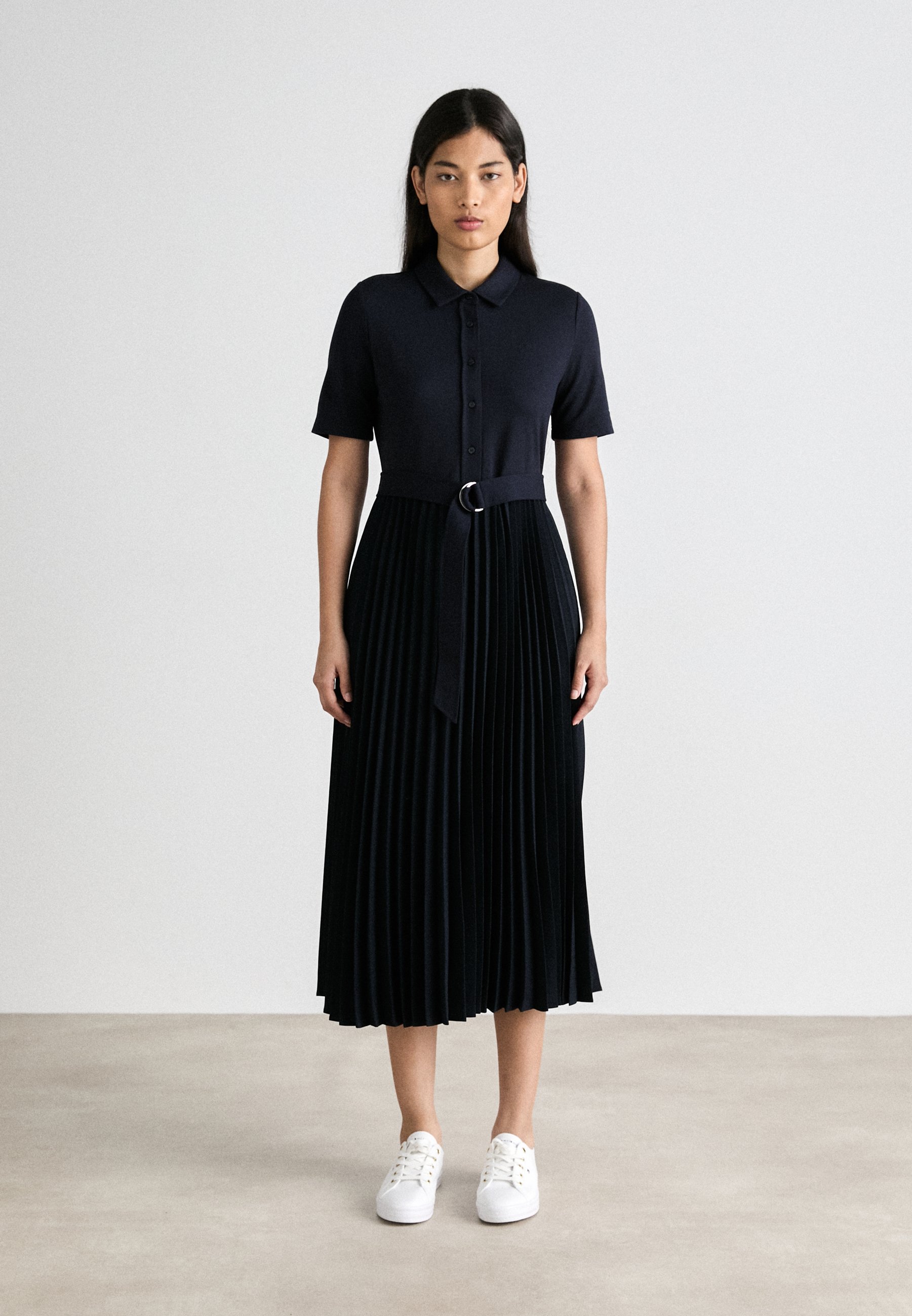 Tommy Hilfiger MIX PLEATED DRESS - Shirt dress - desert sky/dark blue -  Zalando