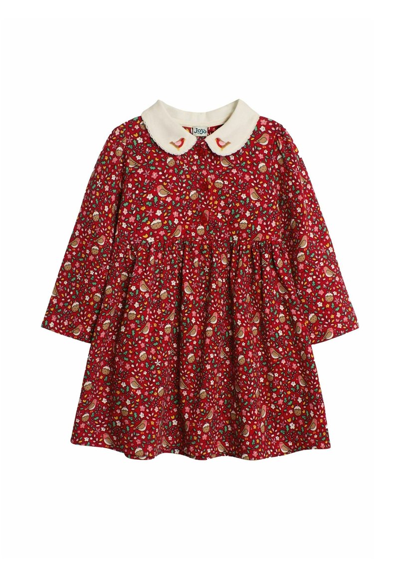 JoJo Maman Bébé CHRISTMAS ROBIN FLORAL PETER PAN REGULAR FIT - Dienas kleita - red