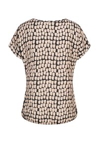 T-shirt z krótkim rękawem w czarno-kremowy abstrakcyjny wzór. Miękka tkanina, luźny krój i zaokrąglony dół. Klasyczny okrągły dekolt.