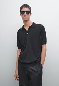 Massimo Dutti POLO NECK SHORT SLEEVE - Poloshirts - black
