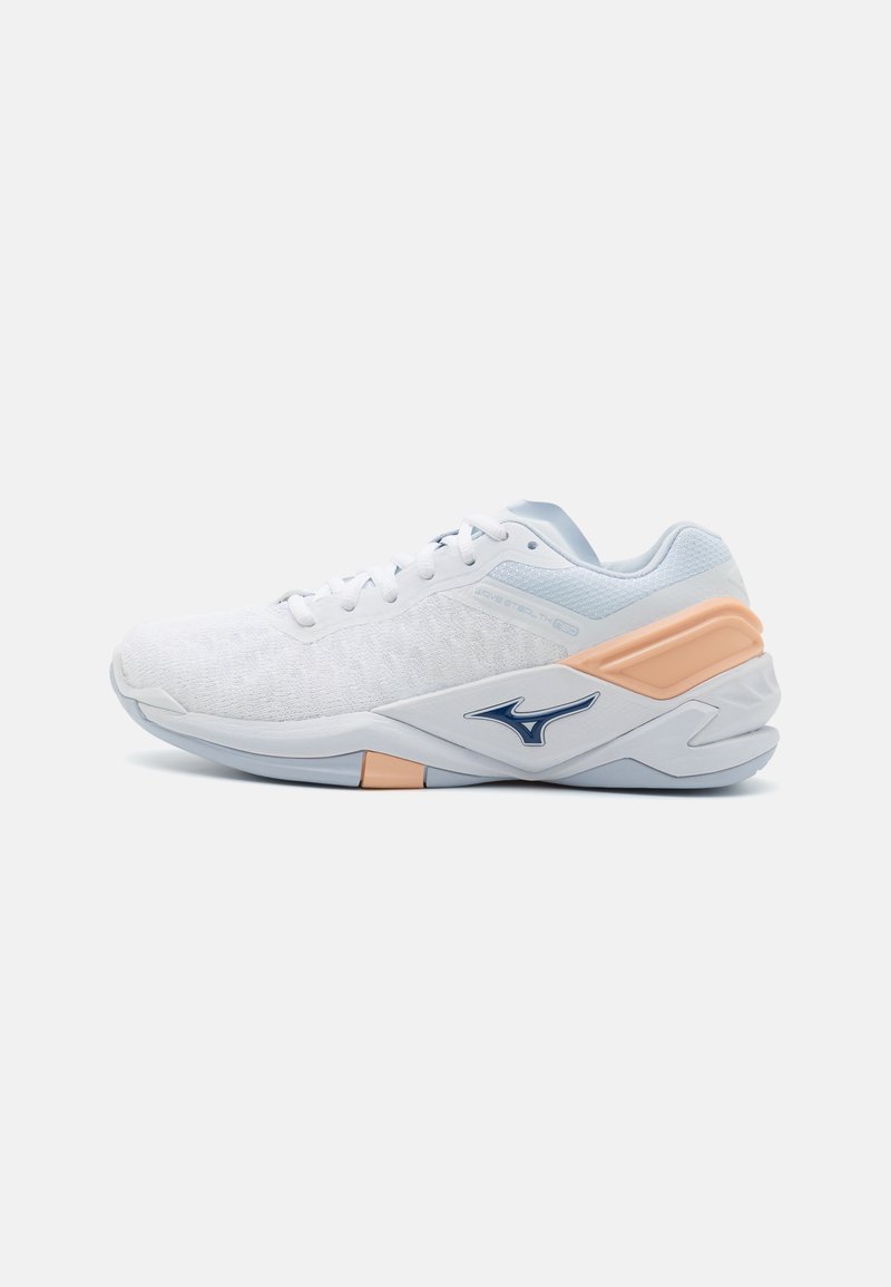 Mizuno - WAVE STEALTH NEO - Håndballsko - white/halogenblue/peachparfait, Forstørre