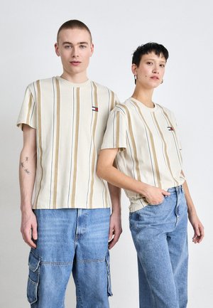 VERTICAL STRIPE TEE UNISEX - Print T-shirt - newsprint multi