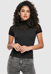 Urban Classics LADIES FLOCK LACE TURTLENECK TEE - T-shirts med print - black