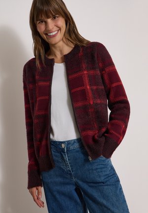 Cecil, FEDERGARN CARDIGAN MIT RUNDHALS - Gilet - red wine