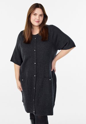 Zizzi KURZES MIT KURZEN ÄRMELN UND KUGELKNÖPFEN - Sarafanas - dark grey melange
