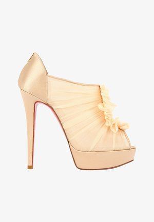 Christian Louboutin, CLOTH OPEN TOE BOOTS BEIGE - Bottines à talons hauts - beige