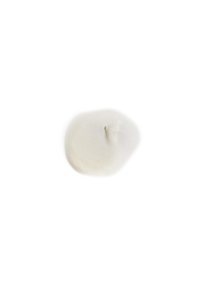 Texture de crème blanche avec une finition brillante, formant un monticule lisse et légèrement surélevé sur un fond uni. Légere brillance visible.