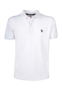 Polo shirt blanc en coton, avec un col classique, des manches courtes et un petit logo marine sur la partie gauche de la poitrine.
