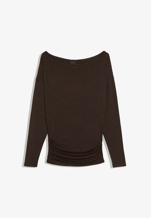 Bershka, ASYMMETRIC NECKLINE LONG SLEEVE - T-SHIRT - T-shirt à manches longues - dark brown