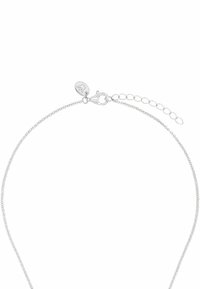 Collar de cadena de plata con un diseño de eslabones delicados, cierre de langosta y cadena extensible para ajuste de longitud.