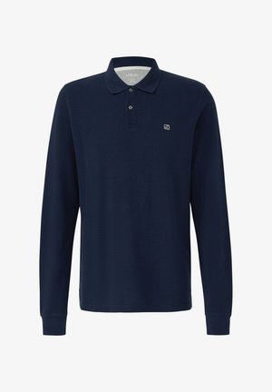 Marineblaues Langarm-Poloshirt mit Kragen, Zweiknopfleiste und kleinem "s.Oliver"-Logo auf der linken Brust.