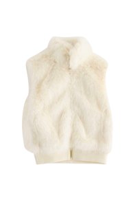 Kerman vaatehuopaa oleva liivi, jossa on korkea kaulus ja ribbireunus. Varustettu vetoketj closurella. Teksturoitu, pehmeä ulkonäkö timanttimaisemalla ompelulla.